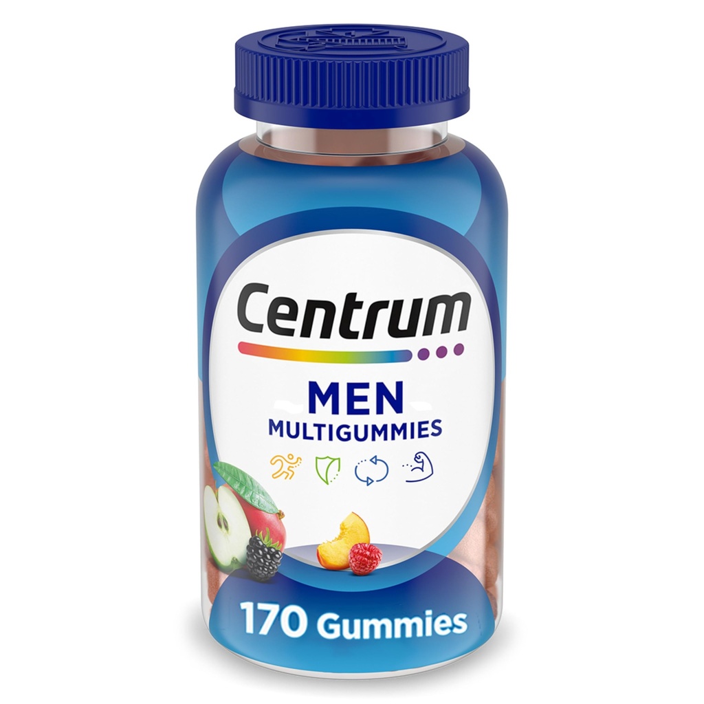Centrum MultiGummies Gummy Multivitamin for Men, Multivitamin/Multimineral Supplement with Selenium, Antioxidants and Vitamin D3, Assorted Fruit Flavor - 170 Count
