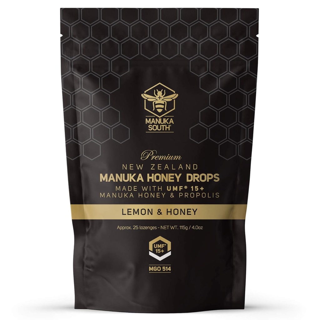 Manuka μέλι σταγόνες UMF 15+ / MGO 514+ & Propolis σταγόνες Made in New Zealand – Φυσικά συστατικά – Καταπραϋντικές σταγόνες – λεμόνι & άρωμα μέλι - 25 σταγόνες