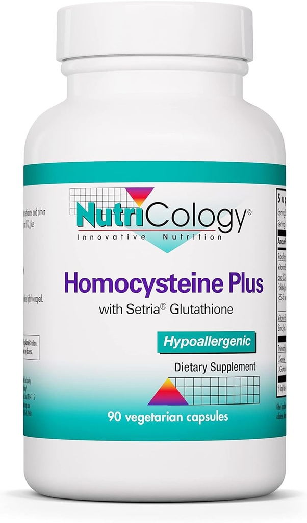 Nutricology Homocysteine Plus Supplement - με Setria Glutathione, Vitamin B Complex, Trimethylglycine, Vegetarian Capsles - 90 Count