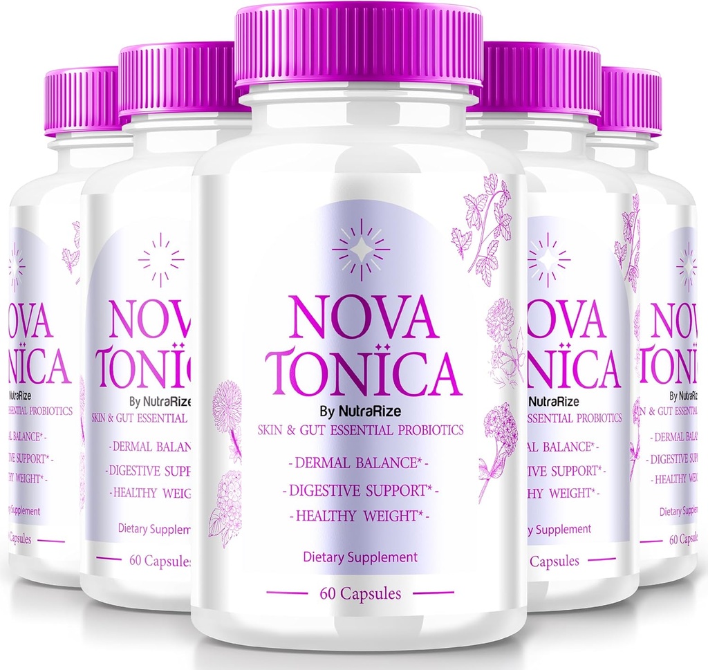 (5 Pack) Κάψουλες NovaTonica, Nova Tonica για την υποστήριξη φυσικά υγιή και λαμπερό δέρμα, Επιπλέον ισχυρό συμπλήρωμα για την υποστήριξη της ενυδάτωσης, δερματική ενίσχυση χάπια βιταμίνης, Nova τονωτικό σχόλια (300 κάψουλες)