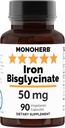 Iron Bisglycinate 50 mg - 90 Veg Capsules - 50 mg of Elemental Iron per Capsule