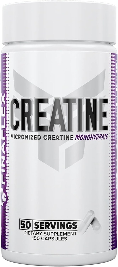 FINAFLEX Pure Creatine - 150 κάψουλες - Προάγει τη μυϊκή δύναμη, το μέγεθος και την απόδοση - 100% καθαρή, μικρονισμένη κρεατίνη μονοένυδρη - NSF Certified - 50 εξυπηρετούν