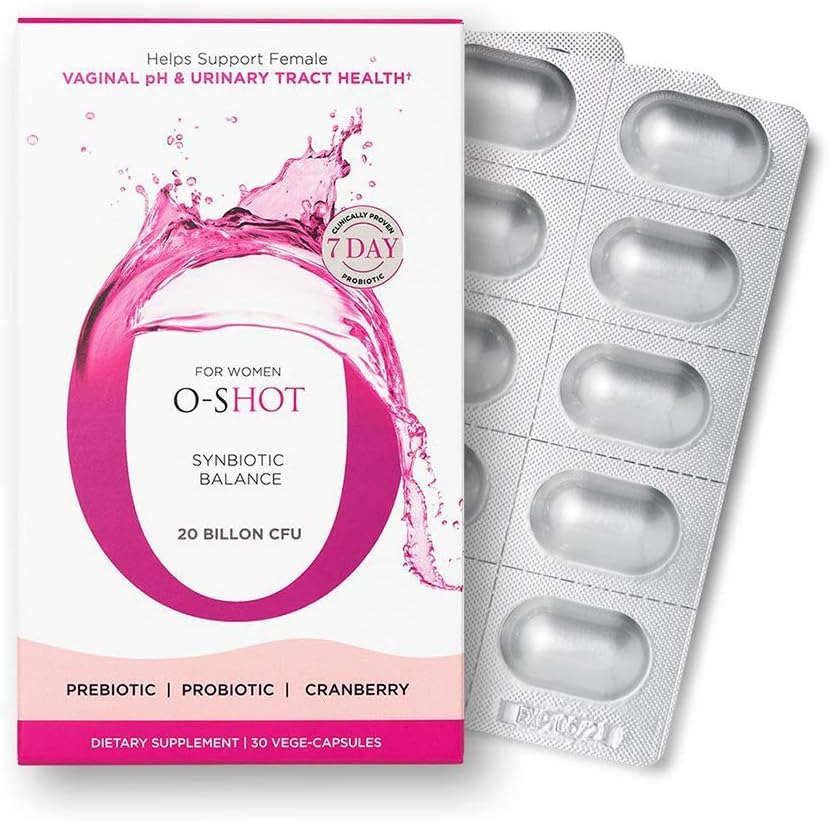 O-Shot (r Vegan Vaginal Probiotic + Prebiotic για γυναίκες, Cranberry Extract, Chicory Root, Κολπικό pH, Urinary Tract, Digestion, Bloating, Μη Γαλακτοκομικά, Μη ΓΤΟ, Χωρίς γλουτένη, 30 Vege-Capsules