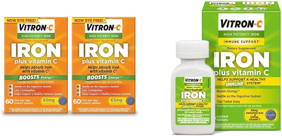 Συμπλήρωμα σιδήρου Vitron-C, μία φορά την ημέρα, υψηλής ισχύος σιδήρου Plus βιταμίνη C & σιδήρου συμπλήρωμα & ανοσοποιητική υποστήριξη