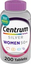 Centrum Silver Γυναικεία Πολυβιταμίνη για γυναίκες 50 Plus, Πολυβιταμίνη/Πολυμινικό Συμπλήρωμα με Βιταμίνη D3, Β Βιταμίνες, Μη-ΓΤΟ Συστατικά, Υποστηρίζει τη μνήμη και τη Γνωστοποίηση σε ηλικιωμένους ενήλικες - 200 Ct
