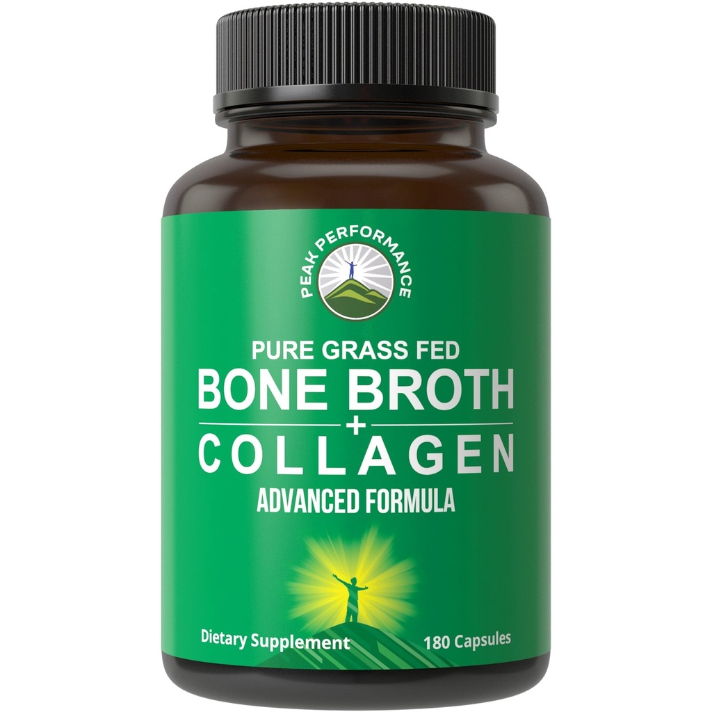 Κάψουλες Κολλαγόνου Οστού. 180 Χάπια Fed Grass Broth Collagen Protein Peptides. Περιέχει και τους 3 τύπους 1, 2, και 3.
