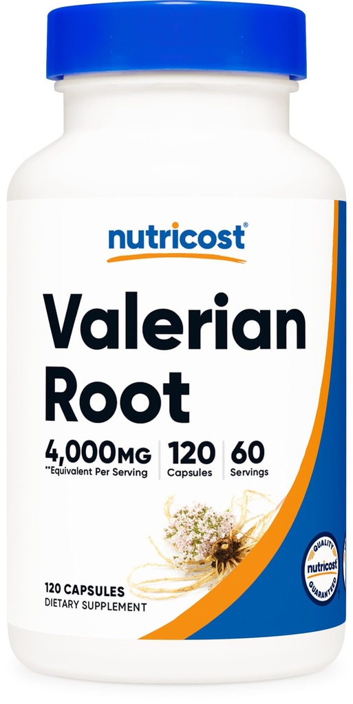 Κάψουλες Ρίζας Βαλεριάνας Nutricost (1000mg ανά υπηρεσία) 120 Κάψουλες - 4.000mg Ισοδύναμο ανά υπηρεσία (4:1 Εκχύλισμα), Καπάκια χορτοφάγων, Χωρίς γλουτένη, Μη ΓΤΟ