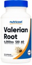 Κάψουλες Ρίζας Βαλεριάνας Nutricost (1000mg ανά υπηρεσία) 120 Κάψουλες - 4.000mg Ισοδύναμο ανά υπηρεσία (4:1 Εκχύλισμα), Καπάκια χορτοφάγων, Χωρίς γλουτένη, Μη ΓΤΟ