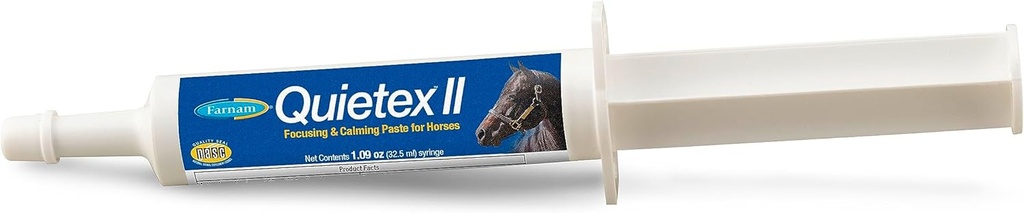Farnam Quietex II Horse Calming Supplement Paste for Horses, Βοηθά στη διαχείριση της νευρικής συμπεριφοράς και τη διατήρηση της ηρεμίας των αλόγων και συντίθεται σε αγχωτικές καταστάσεις, 32,5 ml σύριγγα