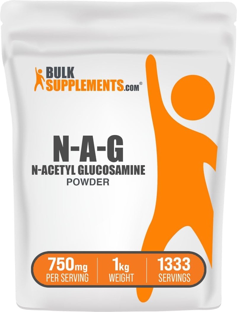 BulkSupplements.com N-Acetyl Γλυκοσαμίνη Σκόνη - NAG Σκόνη, Γλυκοσαμίνη 750mg, Συμπλήρωμα Διατροφής - Χωρίς γλουτένη, 750mg ανά Σερβίρισμα, 1kg (2,2 lbs) (Συσκευασία των 1)