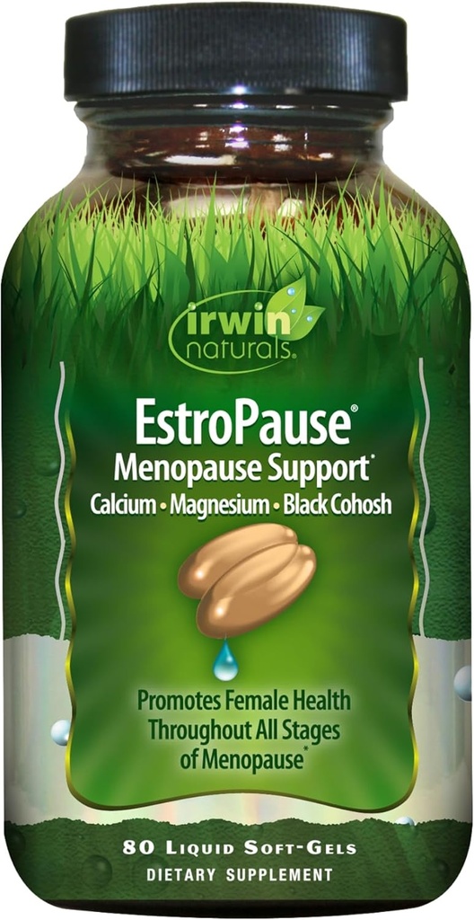 Irwin Naturals EstroPause Εμμηνόπαυση Υποστήριξη - 80 Liquid Softgels - Προωθεί τη γυναικεία υγεία σε όλα τα στάδια της εμμηνόπαυσης με ασβέστιο, μαγνήσιο & μαύρο Cohosh