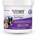 Zymox Advanced Enzymatic Ear Wipes for Dogs and Cats - για Dirty, Waxy, Smelly Ears - Premium δύναμη Ear Cleaner Wipes - Μη Ερεθιστικό - Hypoallergenic - 100 ct