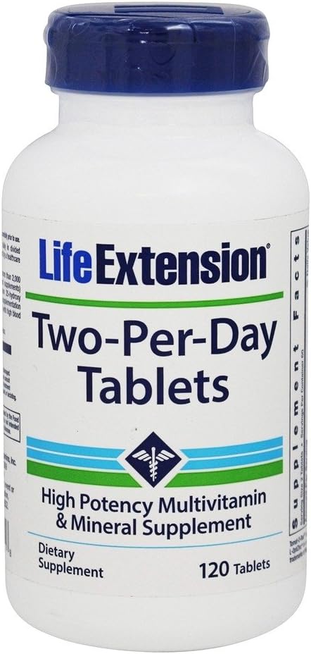 Επέκταση ζωής Διπλά Δισκία Super- Potent Multivitamin & Mineral Συμπλήρωμα 120 Δισκίων