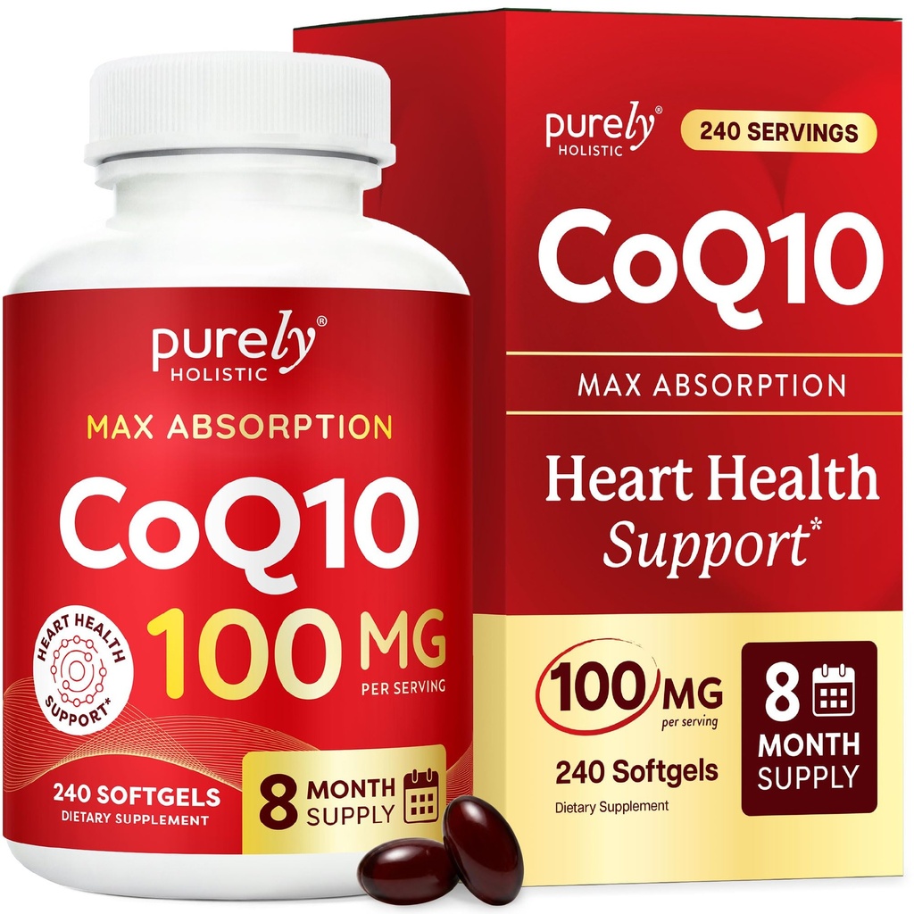 Αμιγώς ολιστική CoQ10 100mg - 240 SoftGels - 8 Μήνες Προμήθεια - Ubiquinone Coenzyme Q10 Συμπλήρωμα - με Βιολογικό Ελαιόλαδο - Χωρίς σόγια Co Q 10 - Κατασκευασμένο στις ΗΠΑ