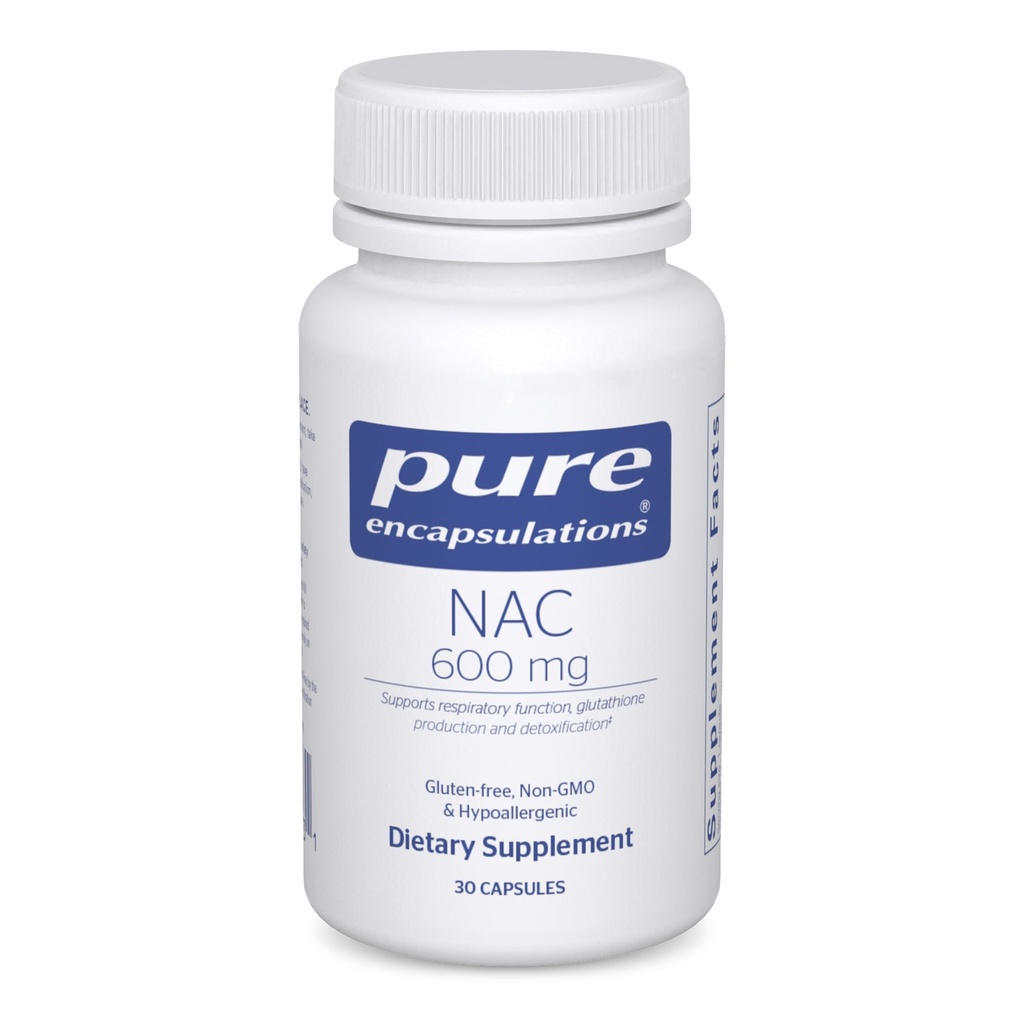 Pure Encapsulations NAC 600 mg - N- Acetyl Cysteine NAC Συμπλήρωμα για την Υγεία Πνεύμονα & Ανοσοποιητική Υποστήριξη, Υποστήριξη ήπατος & Αντιοξειδωτικά * - με Freeform N- Acetyl- L- Cysteine - 30 Κάψουλες