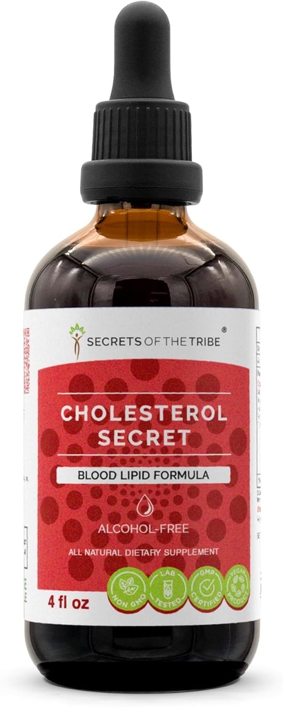 Secrets of the Tribe - Cholesterol Secret, Blood Lipid Formula, Herbal Supplement Blend Drops Alcohol-Free Liquid Extract 4 fl oz