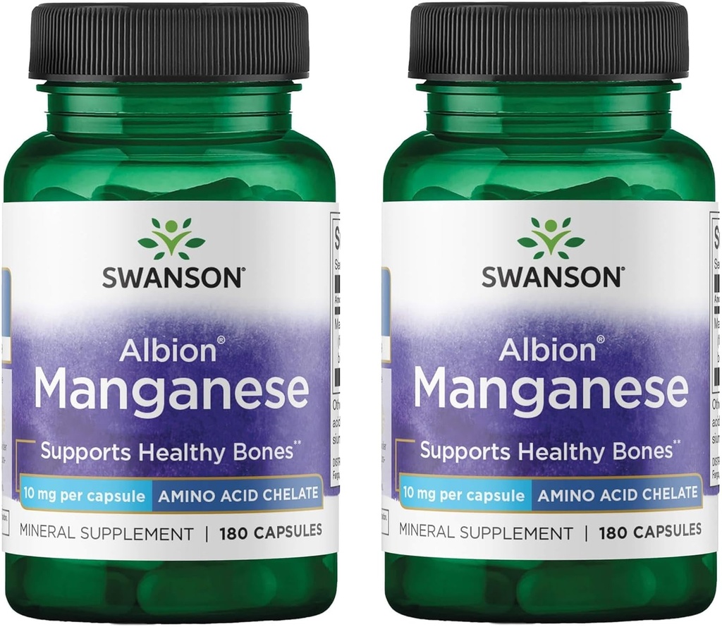Swanson Albion Chelated Manganese 10 Milligrams 180 Κάψουλες (2 Συσκευασία)