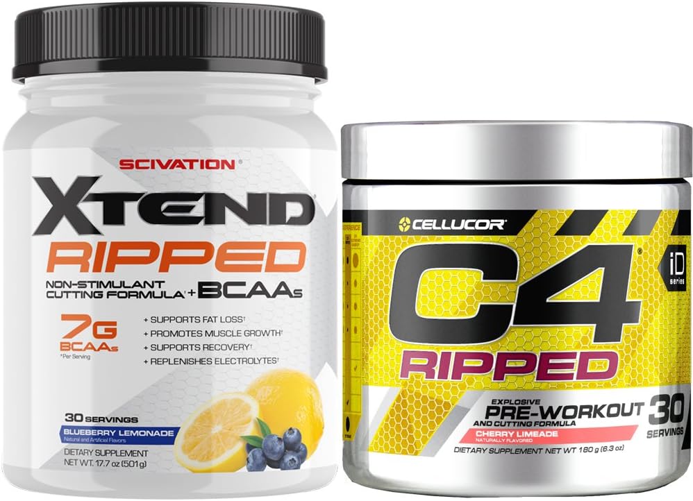 Cellucor C4 Rippped PreProcessed Powder + Fat Burner, Cherry Limeade, 30 εξυπηρετήσεις + Scivevation Xtend Rippped BCAA Powder, Blueberry Lemonade, 30 εξυπηρετήσεις