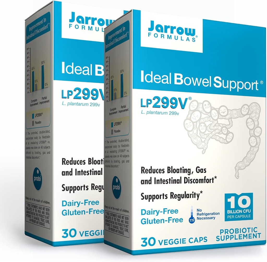 Jarrow Formulas Ideal Bowel Support - 10 Billion Organizations Per Serving - 30 Veggie Caps, Pack of 2 - Bowel Support - Μειώνει το Μπλόξιμο;, Αέριο & Εντερική Δυσφορία - Μέχρι 60 Σύνολο Υπηρεσίες