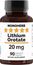 Lithium Orotate 20 mg of Elemental Lithium per Capsule - 90 Vegetarian Capsules
