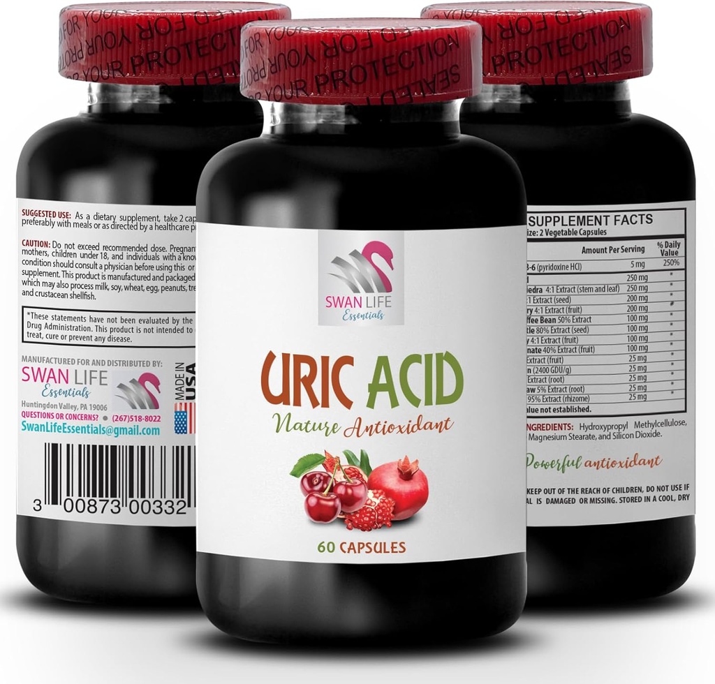 κατώτερο ουρικό οξύ φυσικά - URIC ACID - χαμηλότερο ουρικό οξύ, τροφές υψηλού ουρικού οξέος, υψηλά συμπτώματα ουρικού οξέος, υψηλές αιτίες ουρικού οξέος, χαμηλότερο ουρικό οξύ φυσικά, τρόφιμα χαμηλότερου ουρικού οξέος, έλεγχος ουρικού 1B 60Caps