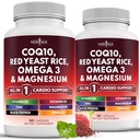 NEW AGE COQ10 200mg Red Yeast Rice 3000mg Omega 3-6-9 3000mg Magnesium Complex 500mg Zinc Vitamin K2 D3 - Βιταμίνες για γυναίκες και άνδρες με βιταμίνη Β3, Coenzyme Q10-120 Count