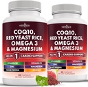 NEW AGE COQ10 200mg Red Yeast Rice 3000mg Omega 3-6-9 3000mg Magnesium Complex 500mg Zinc Vitamin K2 D3 - Vitamins for Women and Men with Vitamin B3, Coenzyme Q10-120 Count