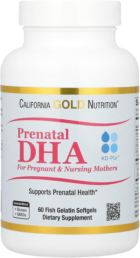 Gold Nutrition Καλιφόρνια Προγεννητική DHA, Ωμέγα-3 Λιπαρά Οξέα DHA και EPA Plus Choline για Έγκυες και Νοσηλευτικές Μητέρες, 900 mg, 60 ψάρια Ζελατίνη Softgels (450 mg ανά Softgel)