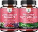 Bundle of Menopause Supplement for Hot Flashes with Dong Quai Vitex Chaste Berry & Black Cohosh & Extra Strength Saw Palmetto for Women 500mg - DHT Blocker Hair Loss Supplement with Maca Root & Biotin