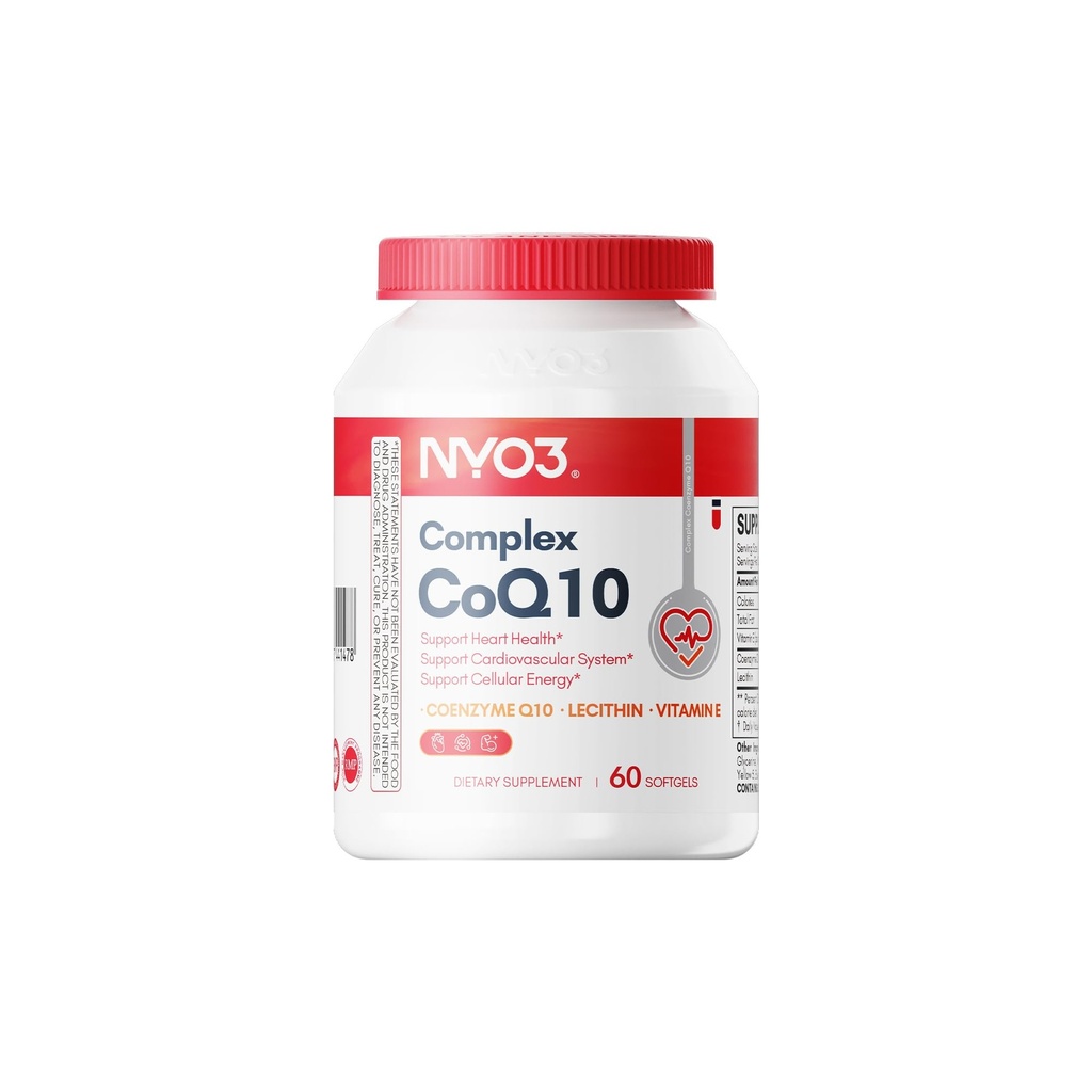 NYO3 CoQ10 200mg with Lecithin and Vitamins E, Ultra High Absorption, Antioxidant for Heart Health & Energy Production, High Coenzyme Q10 Content, Gluten Free, Non-GMO, 60 Days Supply