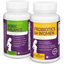 Καυτό Rose Combo Pack! Flora Bloom Probiotics για τις γυναίκες (Ένα μπουκάλι) και Boric ισορροπία Βορικό οξύ (Ένα μπουκάλι) 2 Pack