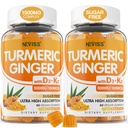 Χωρίς ζάχαρη Turmeric Ginger Gummies με 5000 IU βιταμίνης D3 & K2 (MK7), C - Vegan Turmeric Συμπλήρωμα Gummies για Ενήλικες 1500mg με Μαύρο Πιπέρι, Υποστηρίζει Οστό, Ανοσοποιητικό & Πεπτικό Υγεία - 120 Cts