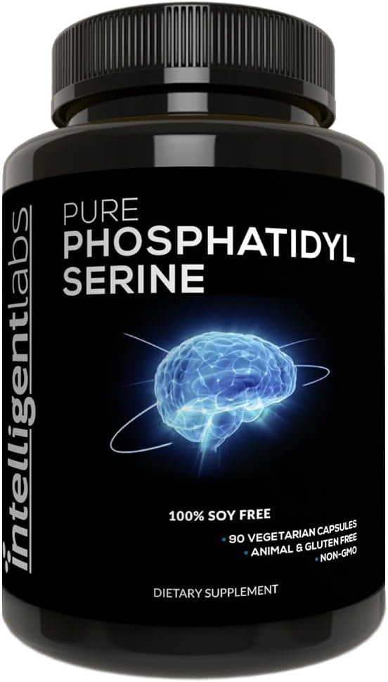 Intelligent Labs Phosphatidylserine Supplement 100mg, 90 Κάψουλες υψηλής αντοχής, 100% Χωρίς σόγια και αλλεργιογόνο, Αμιγής Φωσφατιδυλσερίνη από Ηλίανθος Λεκιθίνη
