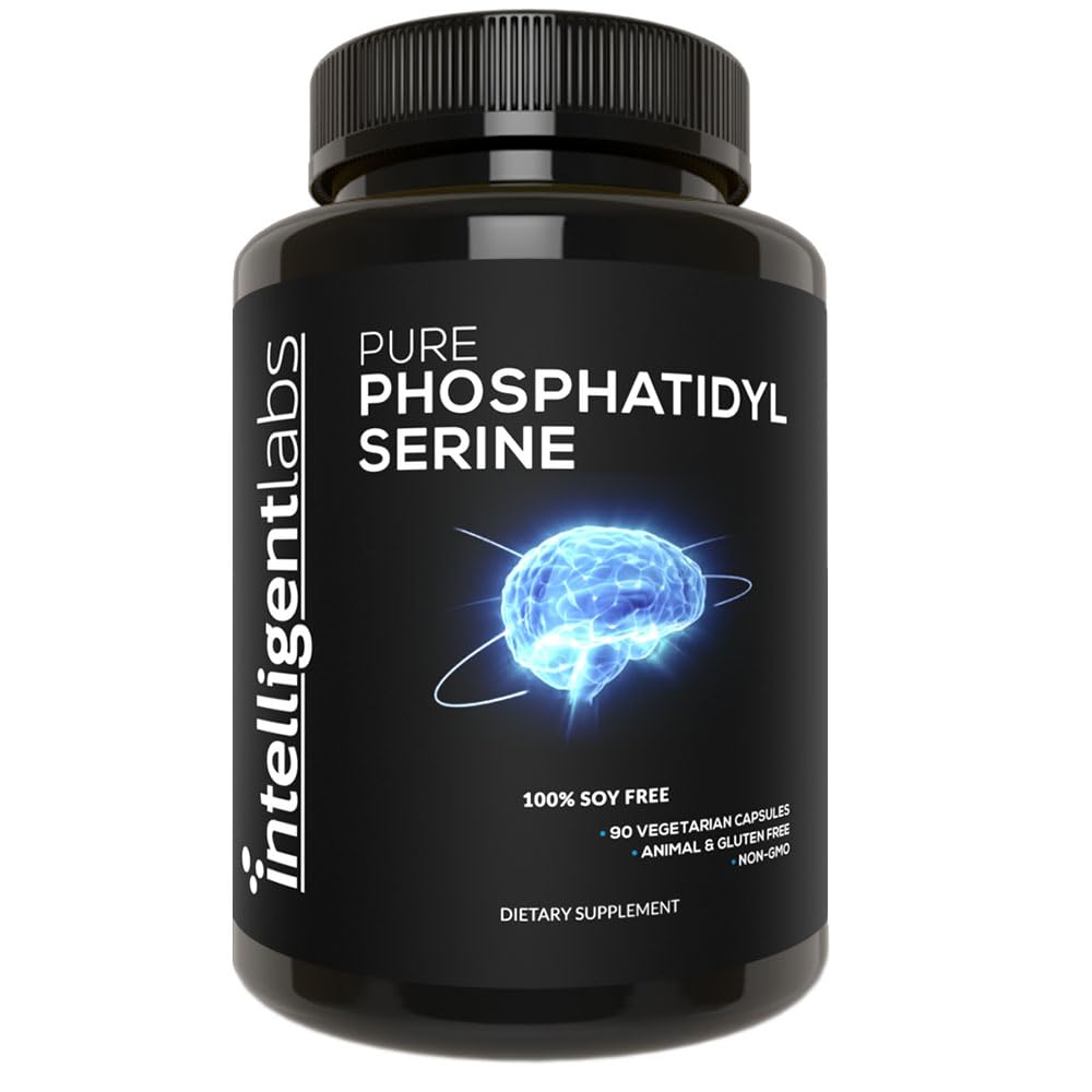 Intelligent Labs Phosphatidylserine Supplement 100mg, 90 High Strength Capsules, 100% Soy and Allergen-Free, Pure Phosphatidylserine from Sunflower Lecithin
