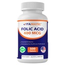Vitamatic Folic Acid 400 mcg - 500 χορτοφαγικά δισκία - Βιταμίνη Β9