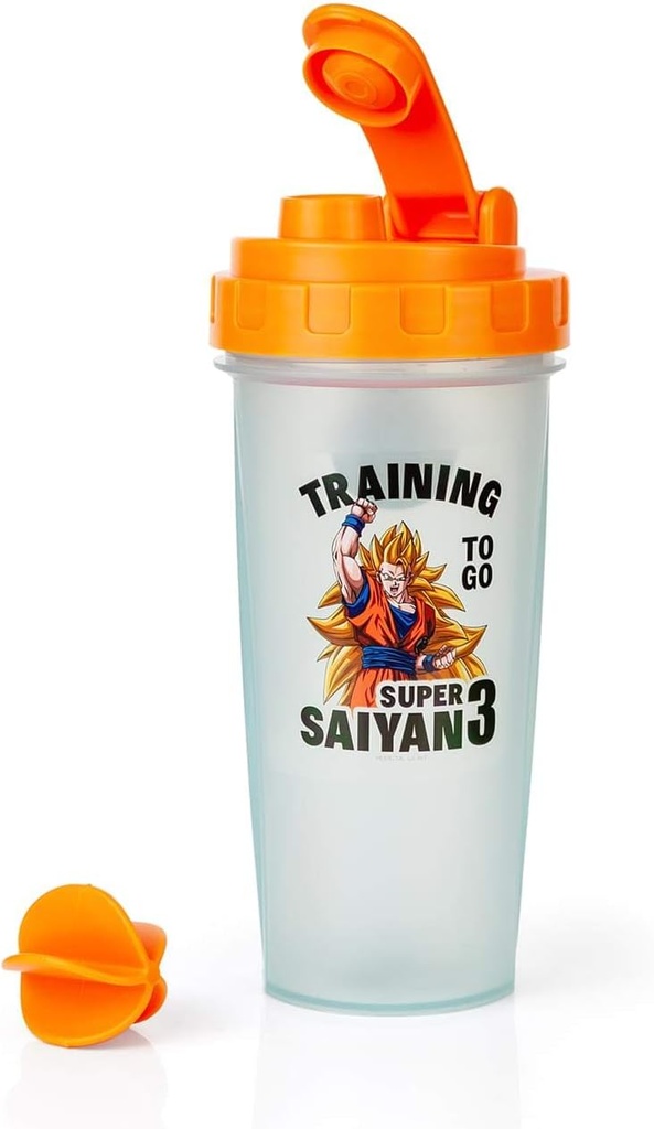 Dragon Ball Z Super Saiyan Goku Gym Shaker Bottle -20-ounce BPA-Free Plastic Blender Bottle With Whisk Ball - Protein Shake, Meal Replacement, Smoothie Mixer - Gym Workout Accessory - Ideal DBZ Gifts
