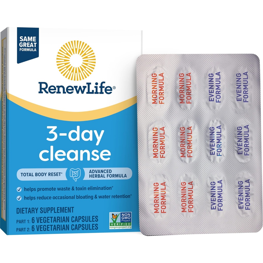 yhn Total Body Reset Adult 3-Day Cleanse Supplement, ένα 12-Count Box Vegetarian Caps of Renew Life 3-Day Cleanse Total Body,12 Count