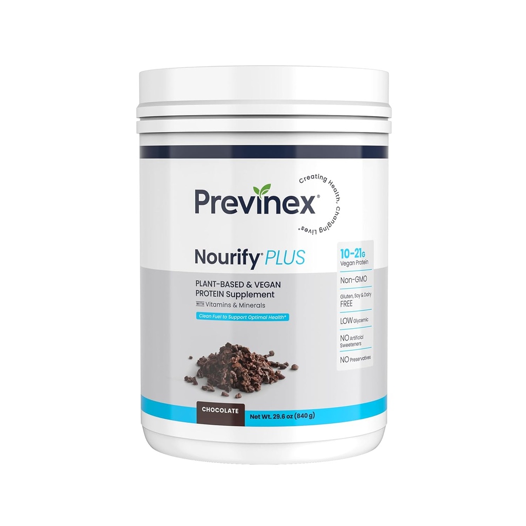 Nourify Plus Πρωτεΐνη με βάση το φυτό Shake - Όλα τα φυσικά Vegan πρωτεΐνη σκόνη, υψηλή πρωτεΐνη & χαμηλή ζάχαρη, χωρίς γλουτένη, χωρίς σόγια & χωρίς γαλακτοκομικά, σοκολάτα πρωτεΐνη σκόνη (29.3 oz)