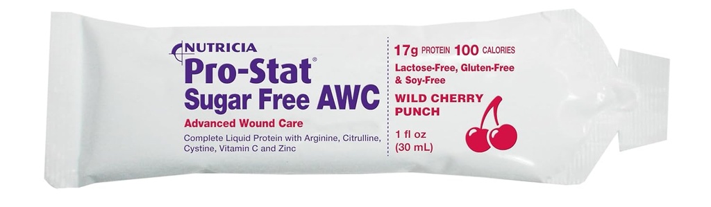 Pro-Stat AWC πακέτα πρωτεϊνών χωρίς ζάχαρη, Wild Cherry Punch, 1 oz (96 Count) - Ιατρικές τροφές για φροντίδα τραύματος, αποκατάσταση μυών, Λακτόζη & Γλουτένη-ελεύθερο συμπλήρωμα