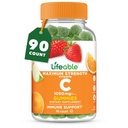 Lifeable Vitamin C - Great Tasting Natural Flavor Gummy Supplement - Vegetarian GMO-Free Chewable Vitamins - for Immune Support - 90 Gummies (1050 mg)