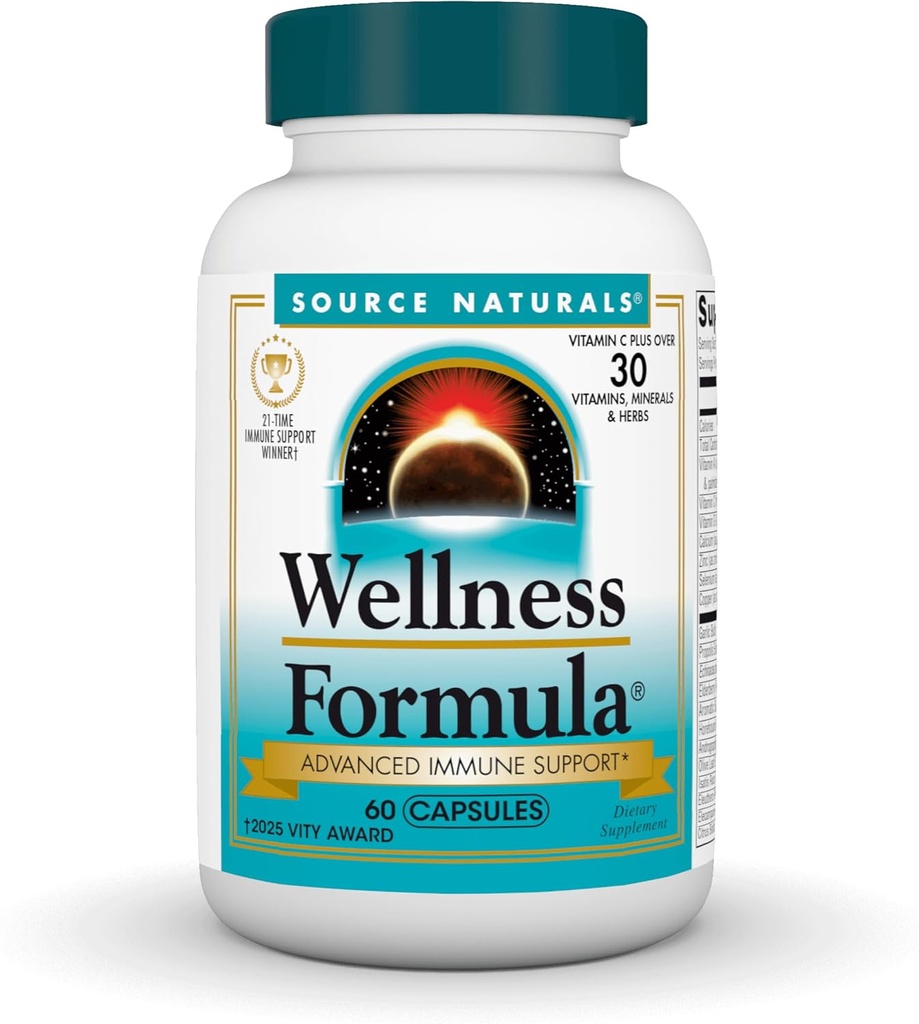 Source Naturals Wellness Formula Bio-Aligned Vitamins & Herbal Defense for Immune System Support - Συμπλήρωμα διατροφής & Ανοσία Booster - 60 Κάψουλες