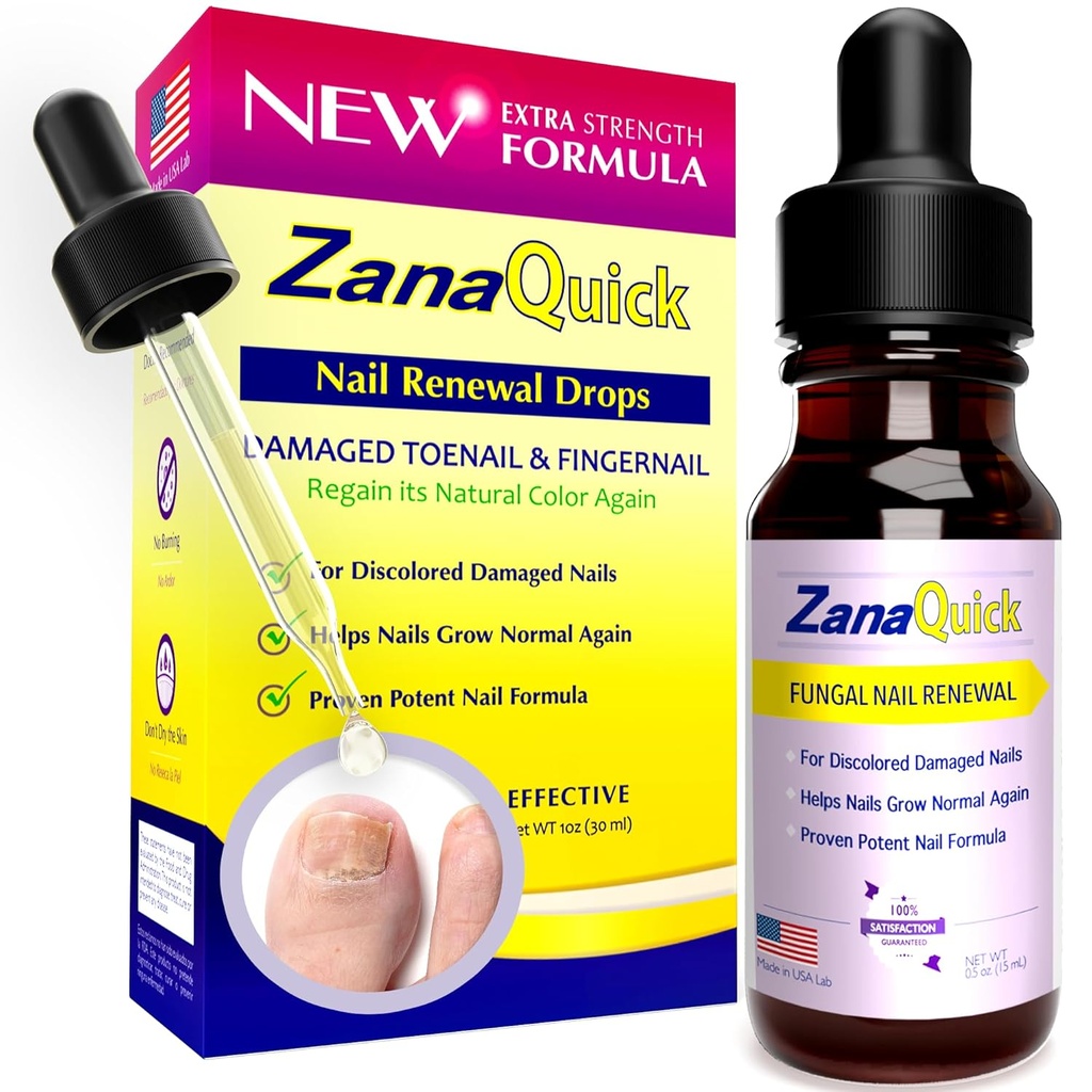 ZanaQuick Extra Strength Toenail & Fingernail Repair Drops - Ανανέωση φροντίδας νυχιών για χοντρά, κατεστραμμένα και αποχρωματισμένα νύχια - 1 Pack, 0.50 fl oz