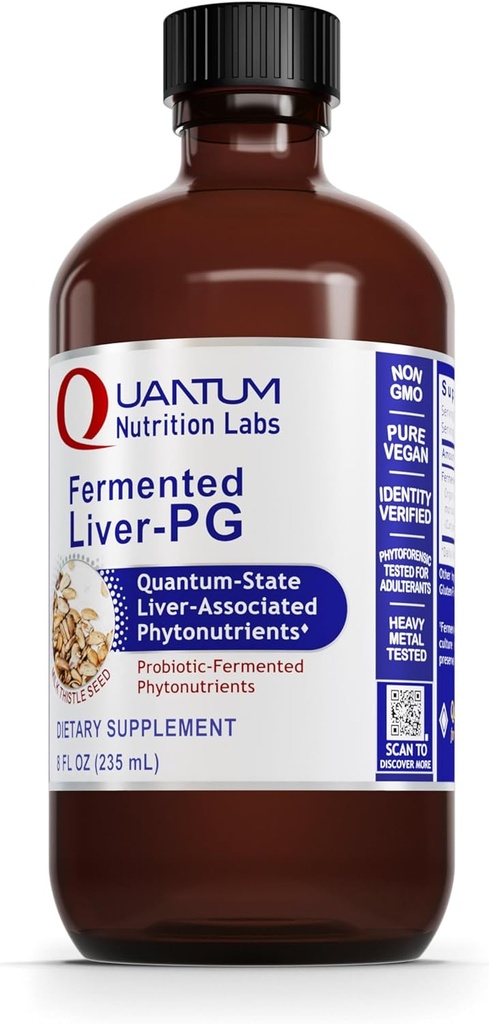 QNL Fermented Liver-PG - Vegan συμπλήρωμα ηπατικής βοήθειας - Περιέχει οργανική κουρκουμά & γαϊδουράγκαθο γάλακτος - συμπλήρωμα στήριξης ήπατος για γυναίκες & άνδρες - 8 fl oz
