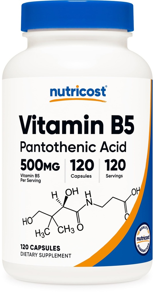 Nutricost Pantothenic Acid (Vitamin B5) 500mg, 120 Capsules