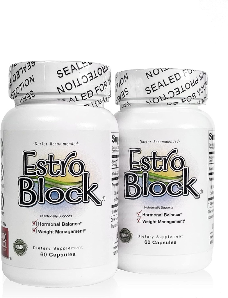 Estroblock - 2-Pack 120 Κάψουλες Σύνολο - DIM & ινδόλη 3-καρβινόλη για φυσική ορμονική ορμονική ισορροπία, ακμή - Αντιτοξικό οιστρογόνο Αρωματάση Inhibitor Blocker. Vegan, χωρίς σόγια, χωρίς γαλακτοκομικά, μη ΓΤΟ (2)