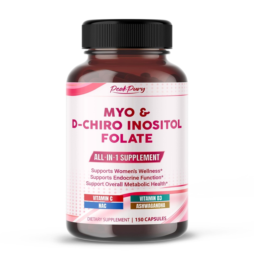 Ultra Myo & D-Chiro Ινοσιτόλη με Φολικό, Βιταμίνη C & D3 - All-in-1 Συμπλήρωμα για Υγιείς Κύκλους, Ορμονική Ισορροπία & Μεταβολική Υποστήριξη - Κατασκευάζεται στις ΗΠΑ- 150 Κάψουλες