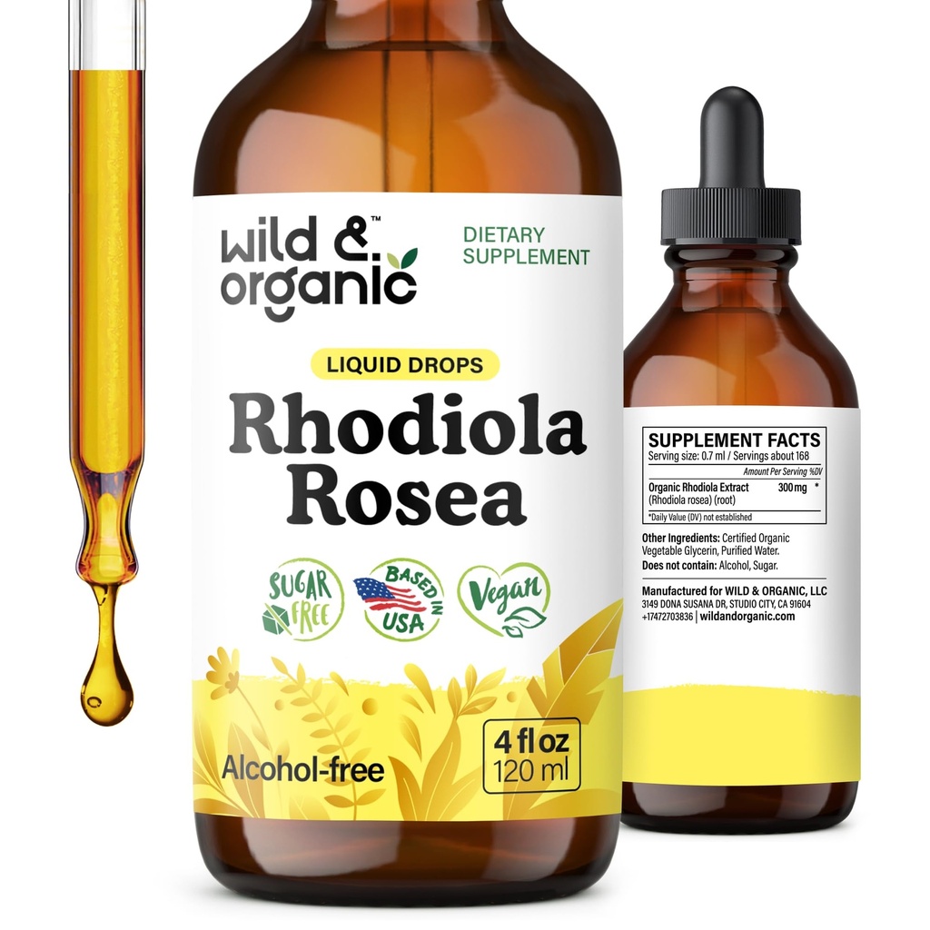 Άγρια & οργανική Rhodiola Rosea Βάμμα - Rhodiola Rosea συμπλήρωμα για την υποστήριξη Mood - Relaxing Root Extract Υγρές σταγόνες - Vegan, Ζάχαρη & Αλκοόλ-ελεύθερο - 4 fl oz
