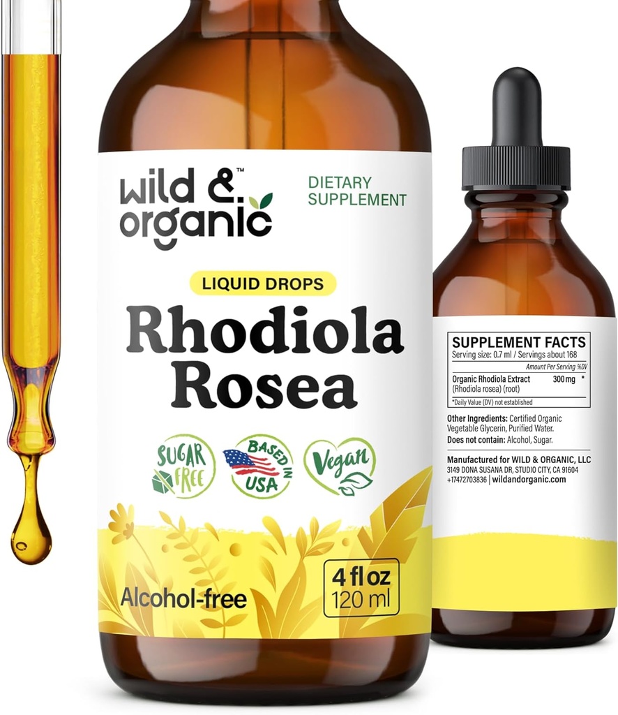 Άγρια & οργανική Rhodiola Rosea Βάμμα - Rhodiola Rosea συμπλήρωμα για την υποστήριξη Mood - Relaxing Root Extract Υγρές σταγόνες - Vegan, Ζάχαρη & Αλκοόλ-ελεύθερο - 4 fl oz