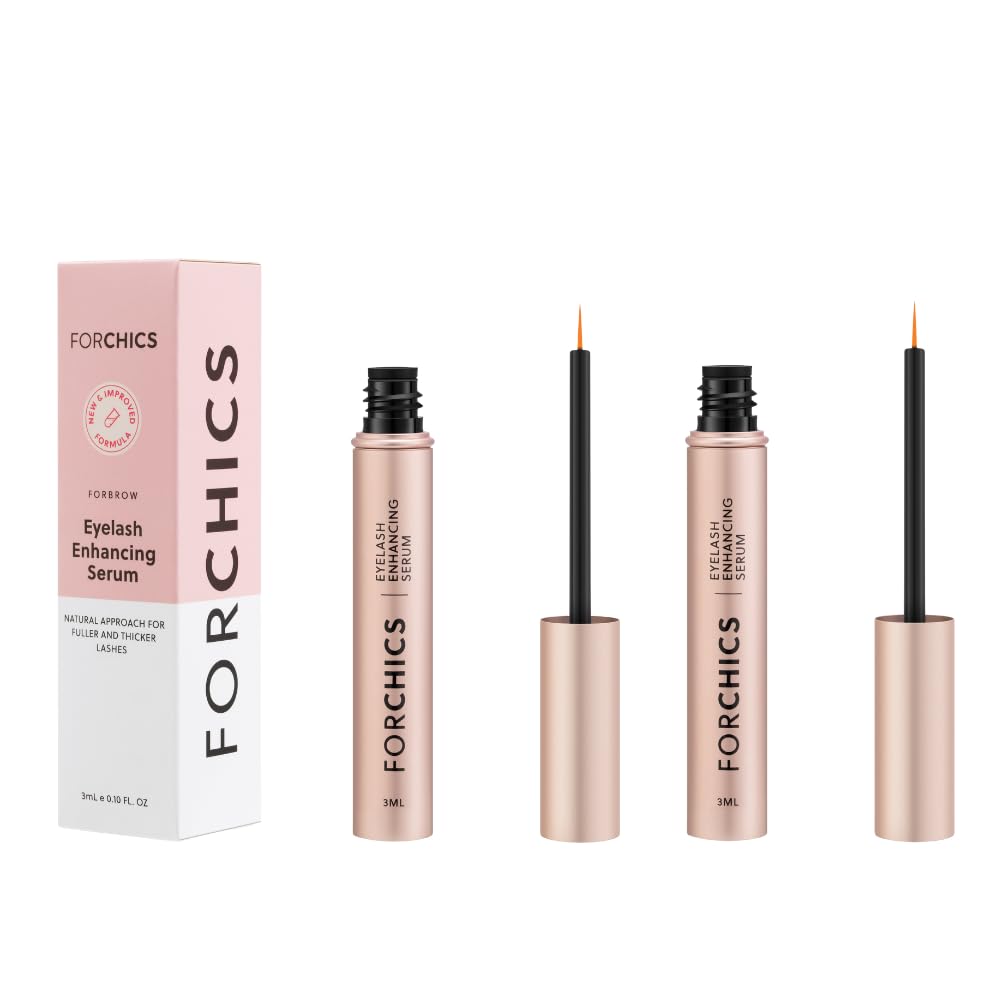 ForLash by ForChics: 2 Pack Ultimate Eyelash Hormone-Free Growth Serum for Enhanced Fuller, Thicker, Longer Lashes - Αναζωογόνηση Booster, Organic Formula, Vegan & Cruelty-Free