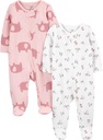 Απλές χαρές του Carter's Baby Girls' 2-Way Zip Thermal Footed Sleep and Play, Pack of 2